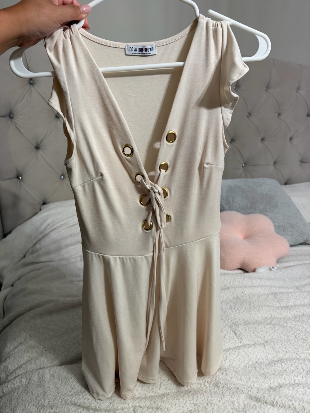 Fashion Nova Nude Beige One Piece romper